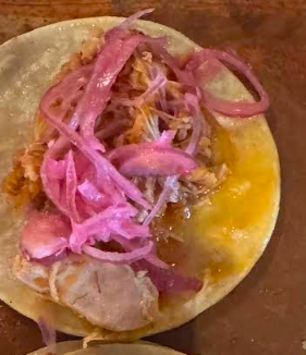 La Santisima signature dishes Oaxaca Black Mole Tacos
Cochinita Pibil Tacos
Pozole